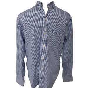 Izod Blue and White No Iron Stretch Button Down Shirt Sz S